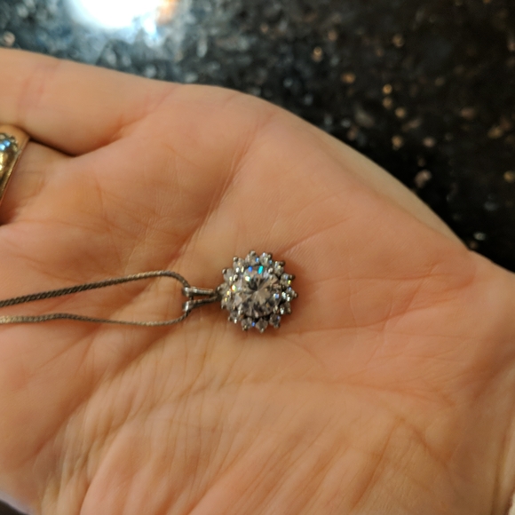 925 Sterling silver chain and pendant with cubic zirconia - Picture 2 of 6